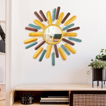 Wall mirror SUN d. 75 cm yellow