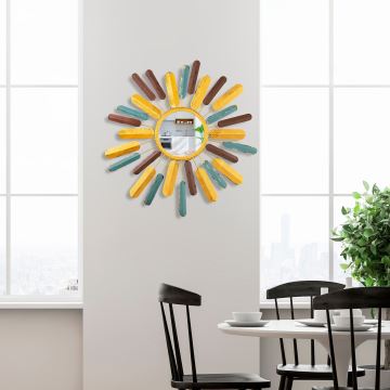 Wall mirror SUN d. 75 cm yellow