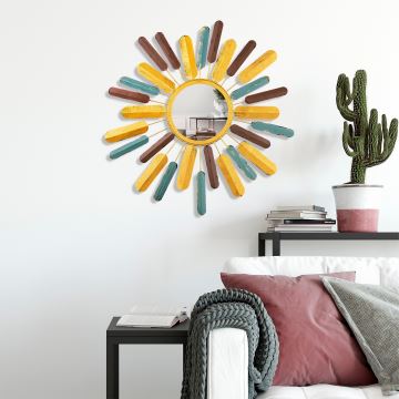 Wall mirror SUN d. 75 cm yellow