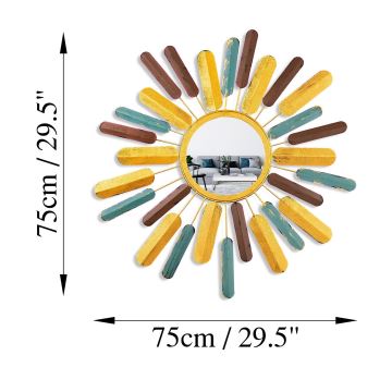 Wall mirror SUN d. 75 cm yellow