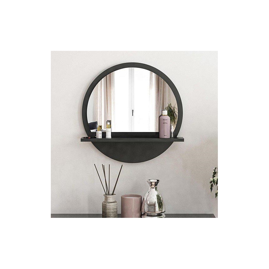 Wall mirror with a shelf 45x45 cm black