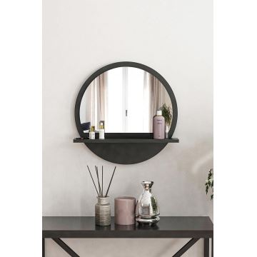 Wall mirror with a shelf 45x45 cm black