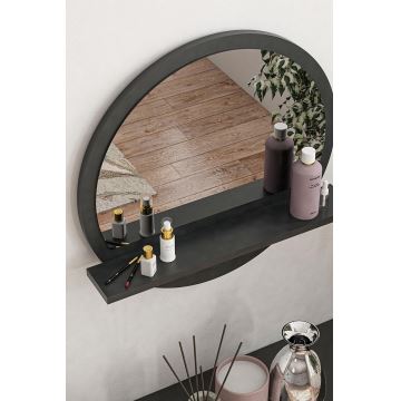 Wall mirror with a shelf 45x45 cm black