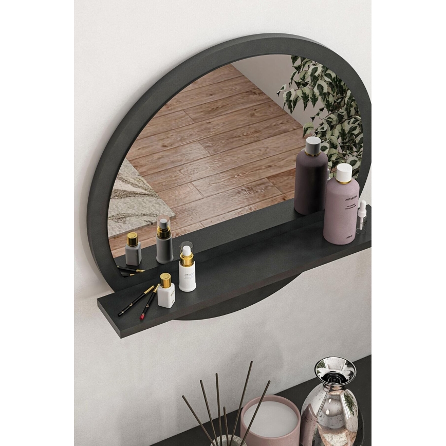 Wall mirror with a shelf 45x45 cm black