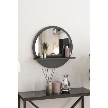 Wall mirror with a shelf 45x45 cm black