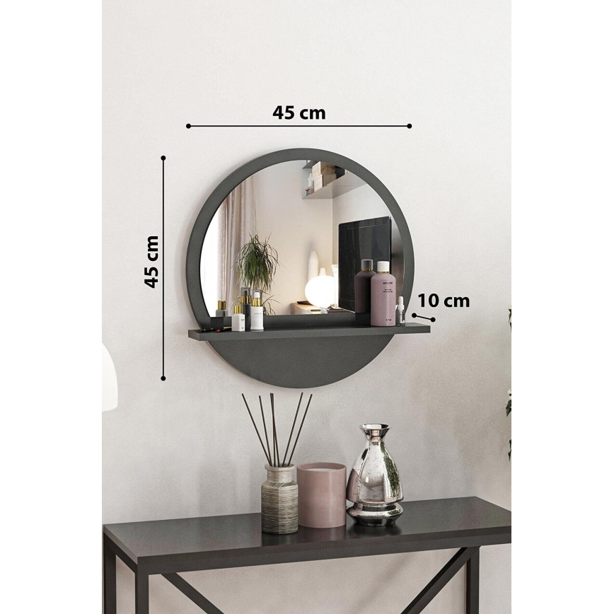 Wall mirror with a shelf 45x45 cm black