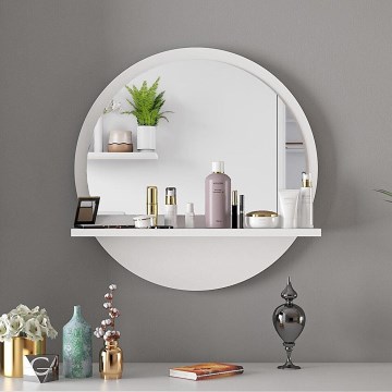 Wall mirror with a shelf 45x45 cm white