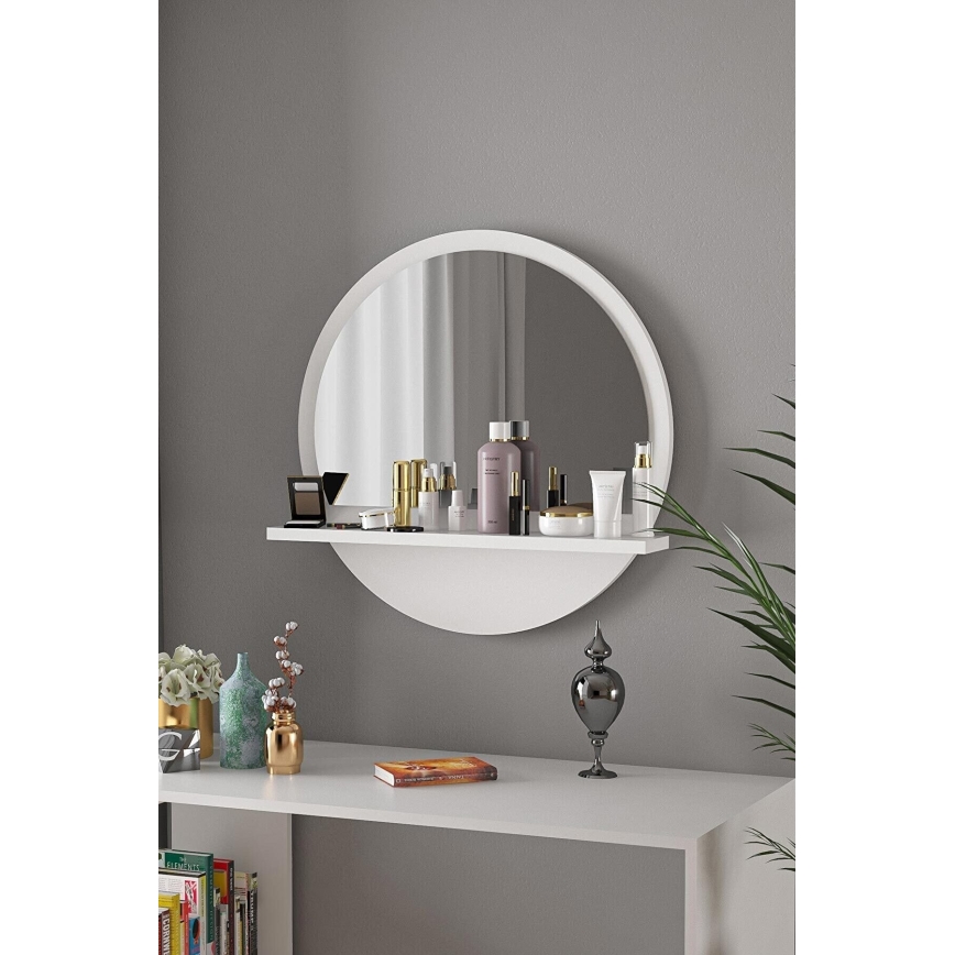 Wall mirror with a shelf 45x45 cm white