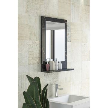 Wall mirror with a shelf 60x45 cm black