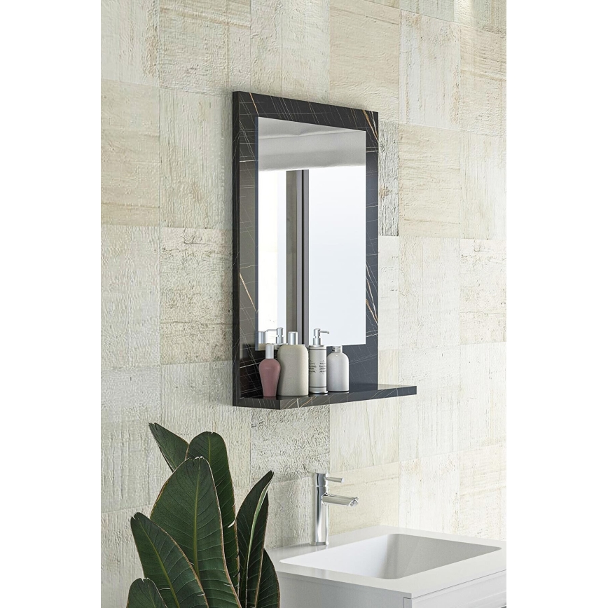 Wall mirror with a shelf 60x45 cm black