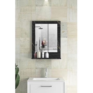 Wall mirror with a shelf 60x45 cm black