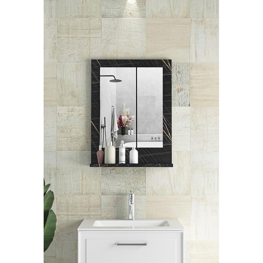 Wall mirror with a shelf 60x45 cm black