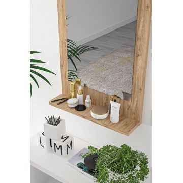 Wall mirror with a shelf 60x45 cm pine atlantic