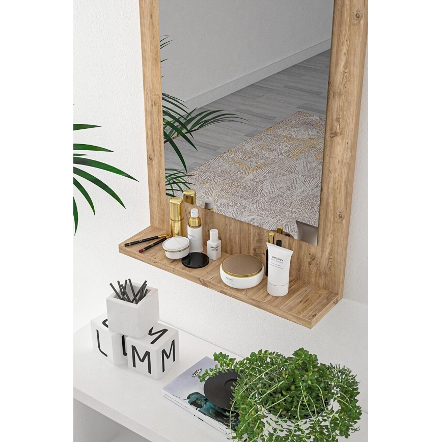 Wall mirror with a shelf 60x45 cm pine atlantic