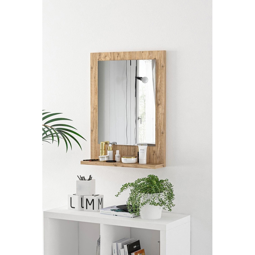 Wall mirror with a shelf 60x45 cm pine atlantic