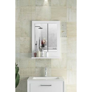 Wall mirror with a shelf 60x45 cm white