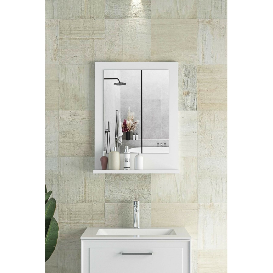 Wall mirror with a shelf 60x45 cm white