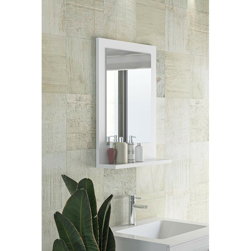 Wall mirror with a shelf 60x45 cm white