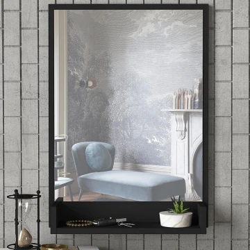 Wall mirror with a shelf COSTA 75x45 cm black