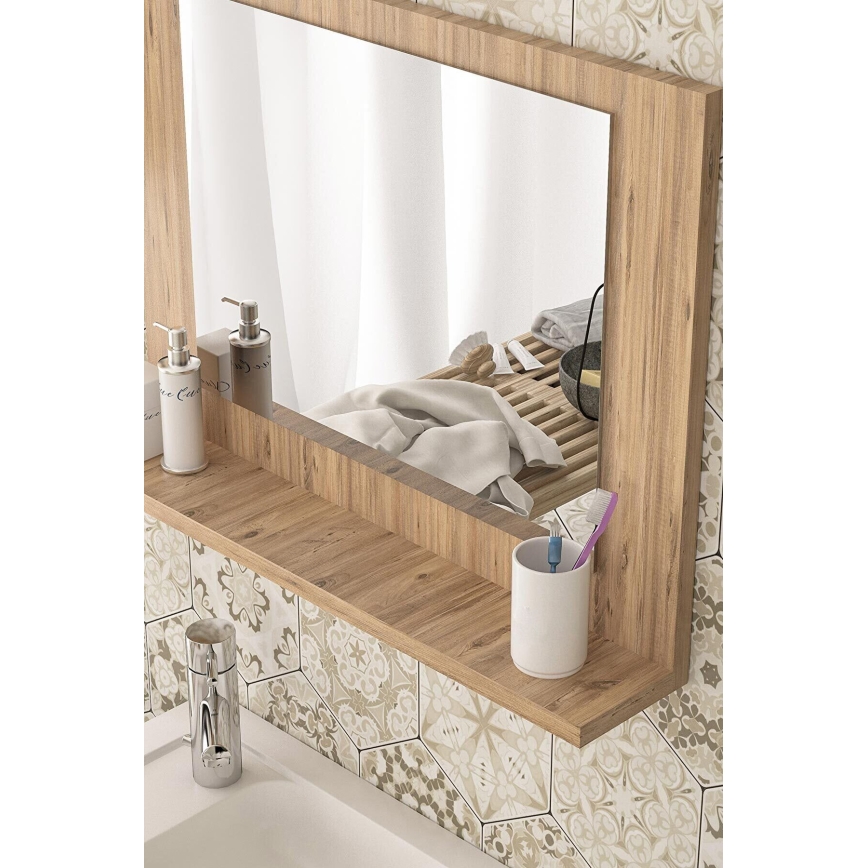 Wall mirror with a shelf d. 45x60 cm pine