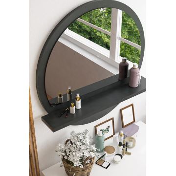 Wall mirror with a shelf d. 60 cm anthracite