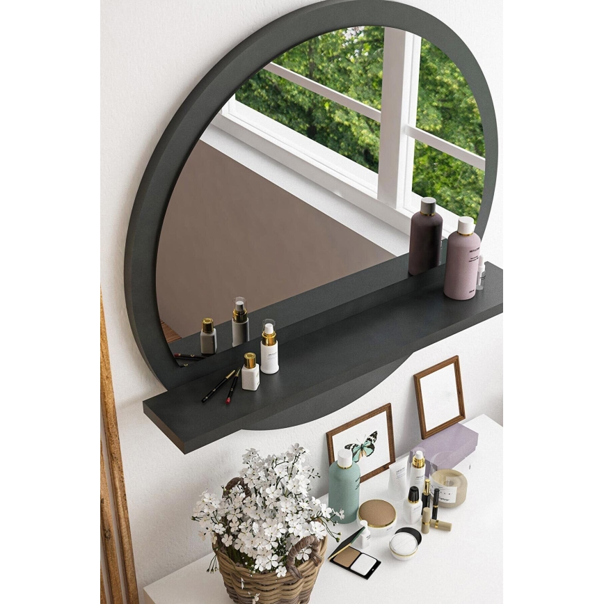 Wall mirror with a shelf d. 60 cm anthracite