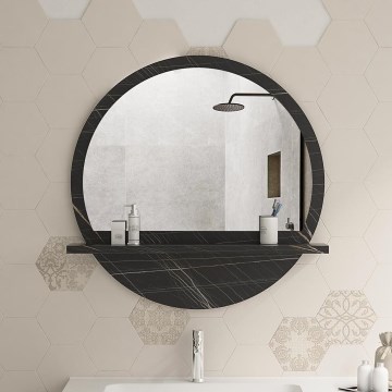 Wall mirror with a shelf d. 60 cm black