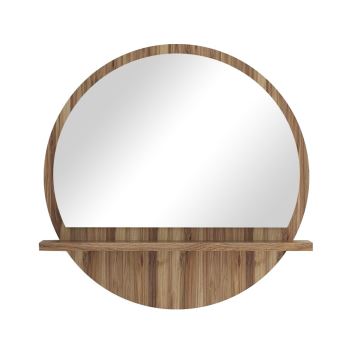 Wall mirror with a shelf d. 60 cm brown