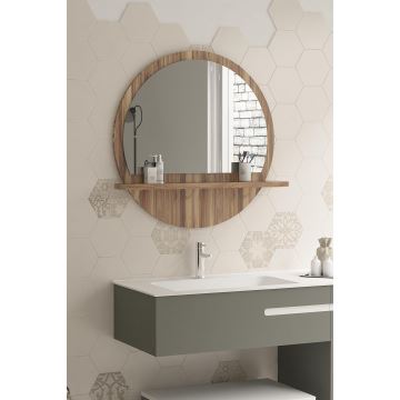 Wall mirror with a shelf d. 60 cm brown