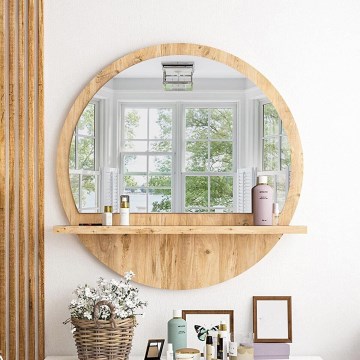 Wall mirror with a shelf d. 60 cm pine atlantic