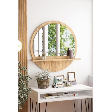 Wall mirror with a shelf d. 60 cm pine atlantic