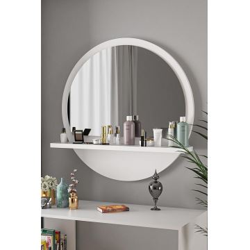 Wall mirror with a shelf d. 60 cm white