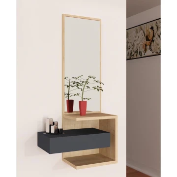 Wall mirror with a shelf STELLA 90x49 cm brown/anthracite