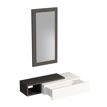 Wall shelf + wall mirror VIEN white/anthracite