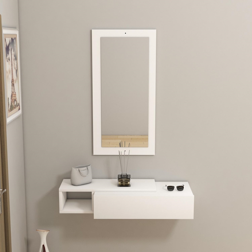 Wall shelf + wall mirror VIEN white