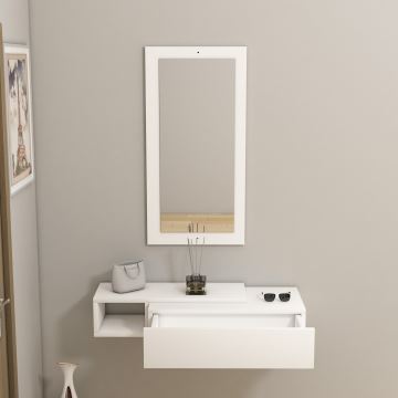 Wall shelf + wall mirror VIEN white