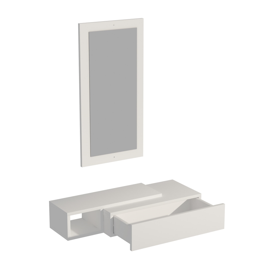 Wall shelf + wall mirror VIEN white