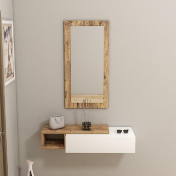 Wall shelf + wall mirror VIEN white/pine atlantic