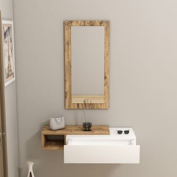 Wall shelf + wall mirror VIEN white/pine atlantic