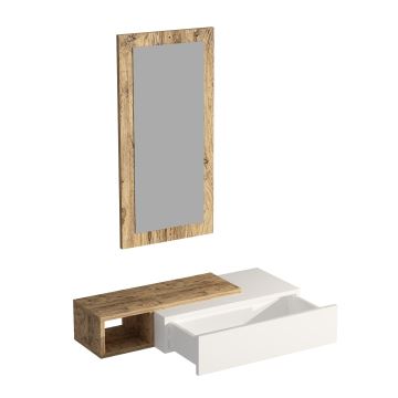 Wall shelf + wall mirror VIEN white/pine atlantic