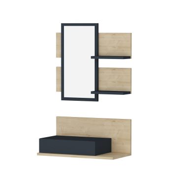 Wall shelf + wall mirror with a shelf MIMOZA oak/anthracite