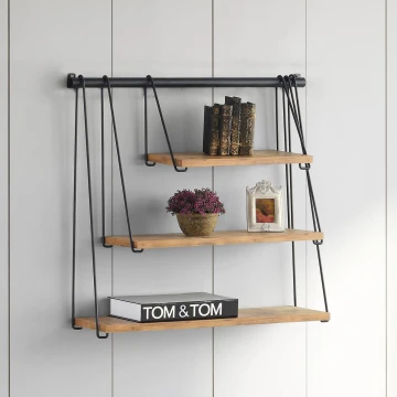 Wall shelf ZIHON 63,5x60 cm black/brown