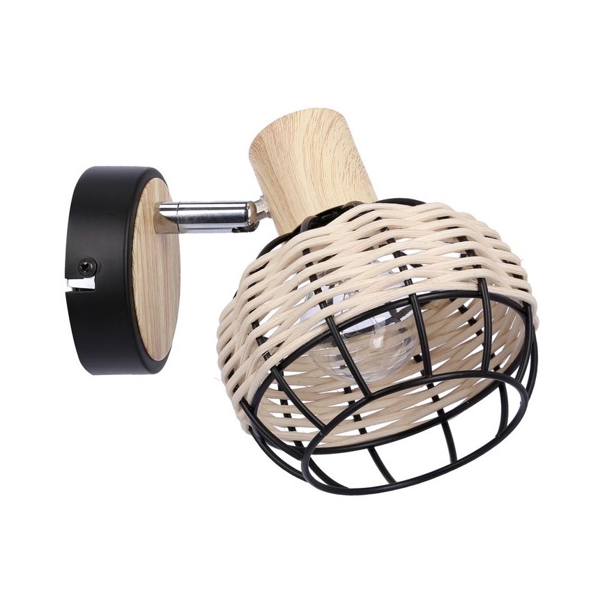 Wall spotlight TAJGA 1xE14/40W/230V rattan/black