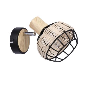 Wall spotlight TAJGA 1xE14/40W/230V rattan/black