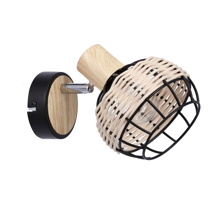 Wall spotlight TAJGA 1xE14/40W/230V rattan/black