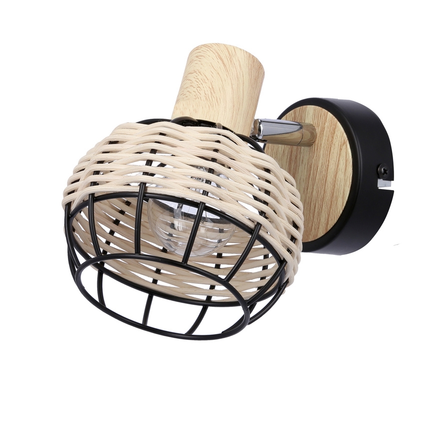 Wall spotlight TAJGA 1xE14/40W/230V rattan/black