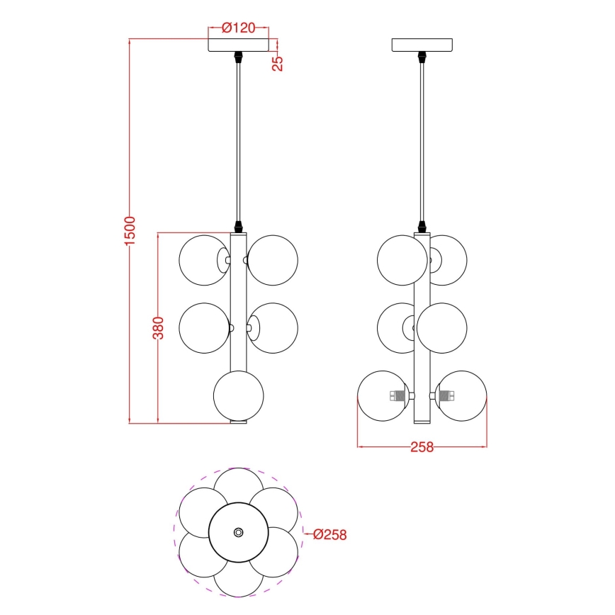 Wofi 6014-601W - LED Chandelier on a string VILLA 6xG9/3W/230V gold