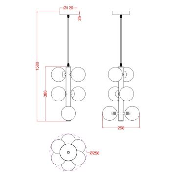 Wofi 6014-605W - LED Chandelier on a string VILLA 6xG9/3W/230V black