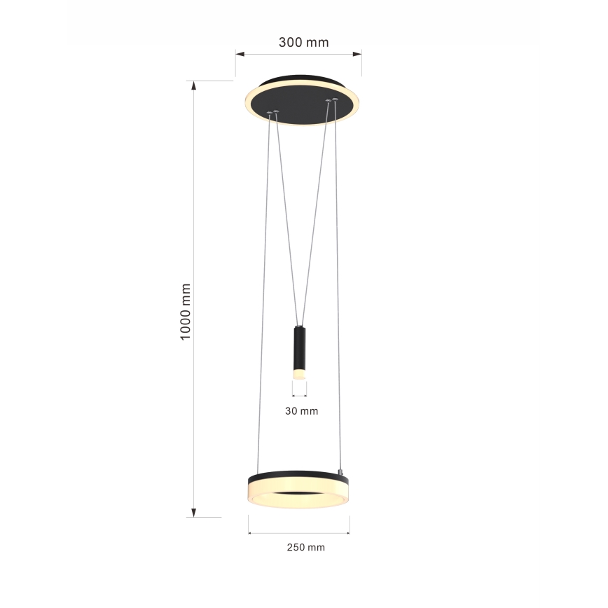 Wofi 6054-302 - LED Dimmable chandelier on a string JESSE LED/15,5W/230V black