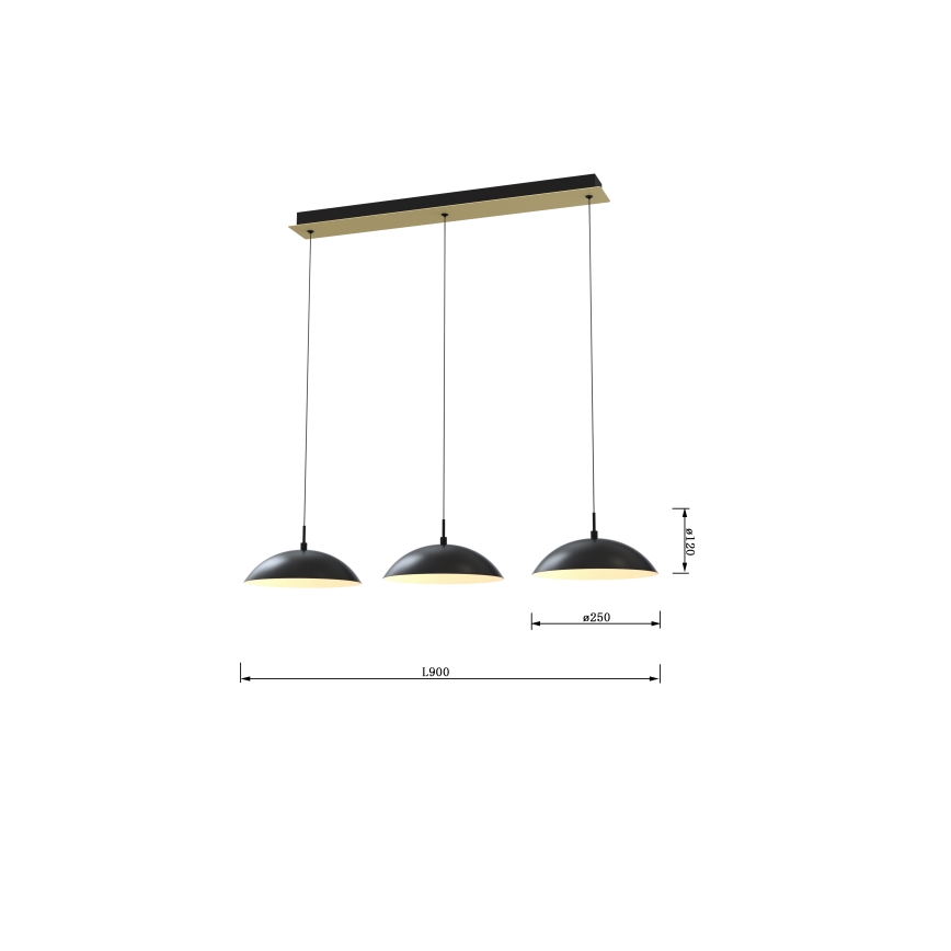 Wofi 7001-304 - LED Dimmable chandelier on a string ROSCOFF LED/29W/230V black/gold